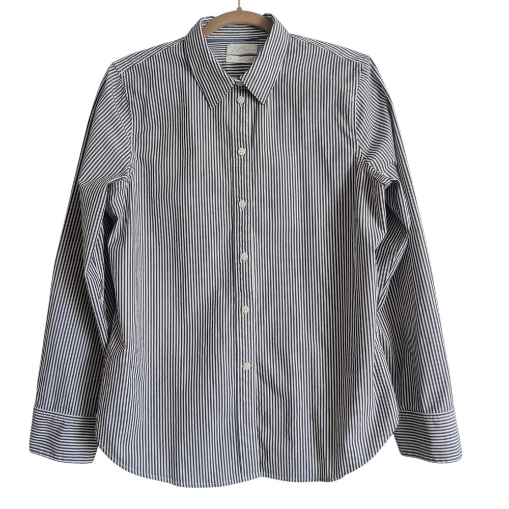 J.Crew Maximalist Quiet Luxury Blue Stripe Cotton Poplin Button Up Dress Shirt